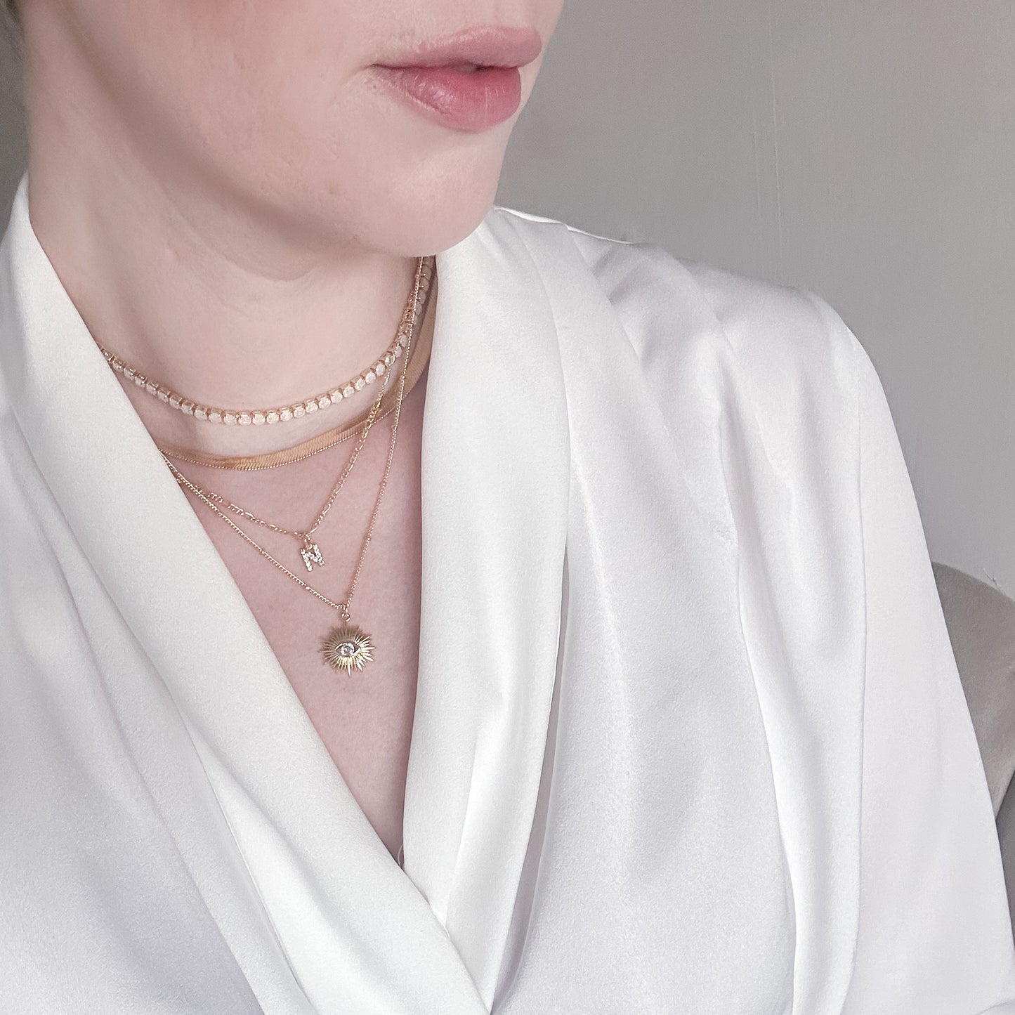 Sparkling Letter Classic Necklace