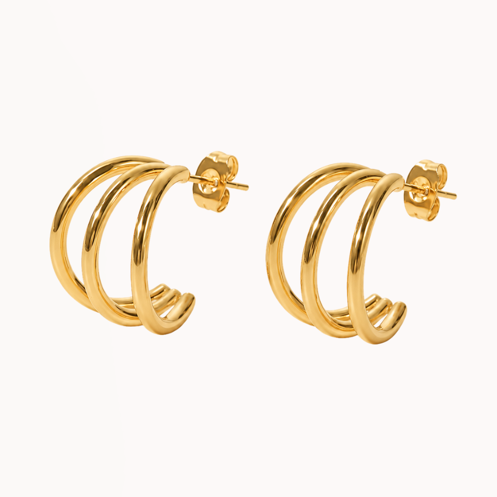 Triple Gold Hoops