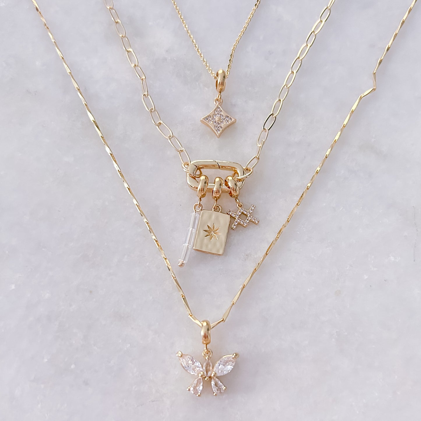 Diamond Butterfly Charm