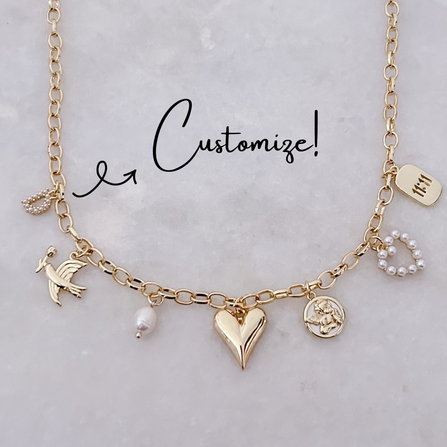 Pearl Initial - Customize Charm Necklace