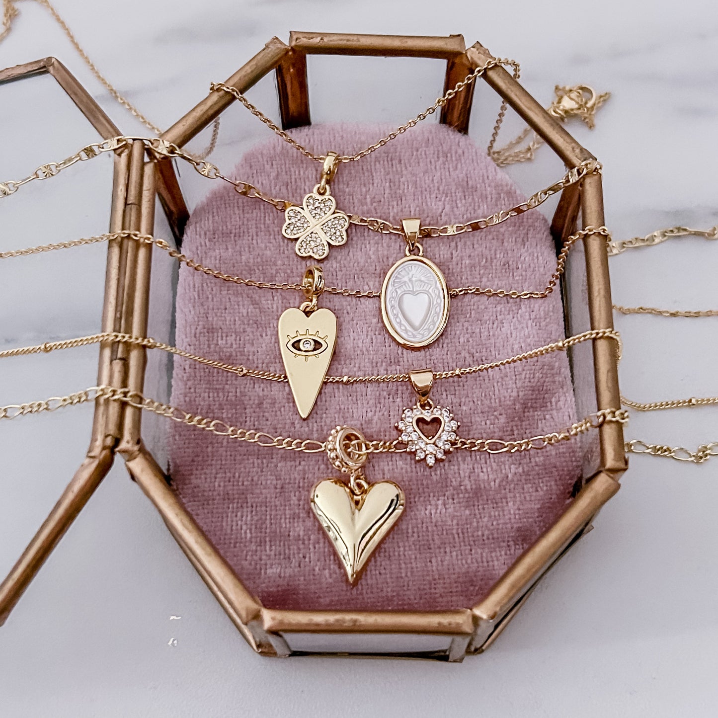 White Sacred Heart Charm