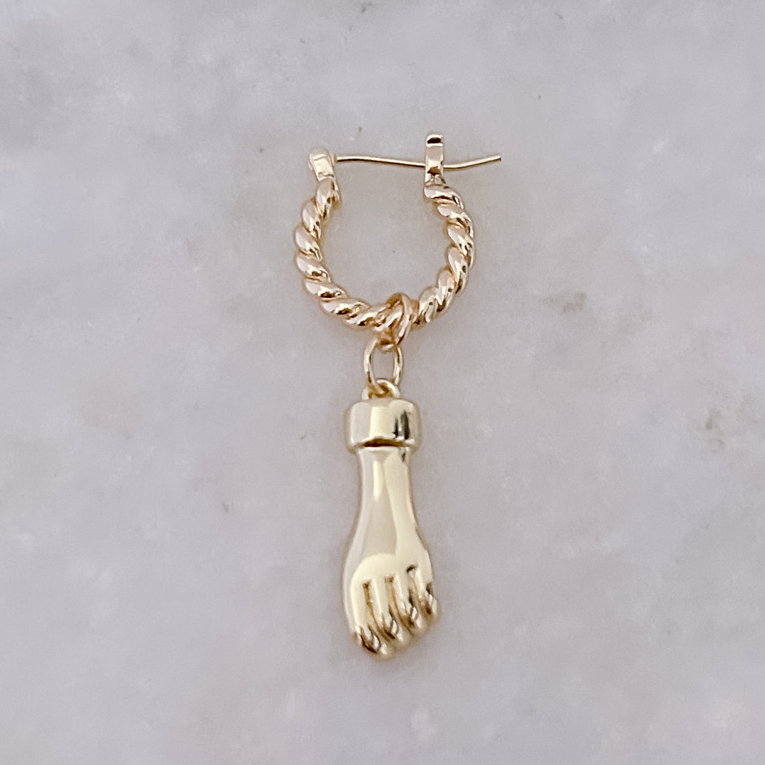 Gold Fist Twisted Hoop