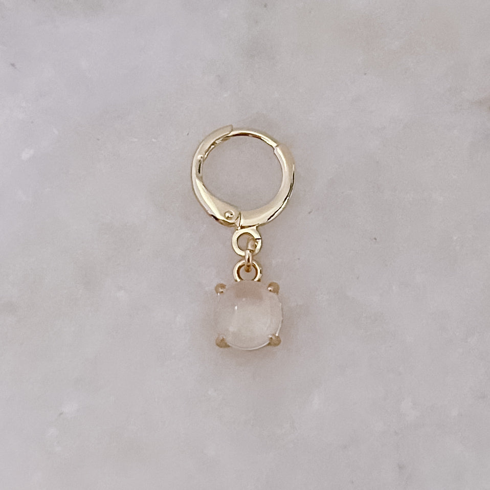Beige Stone Tiny Hoop