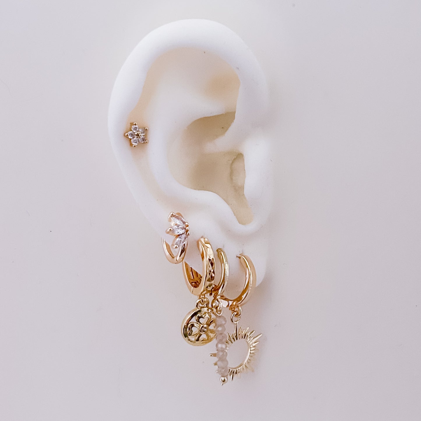 Taupe Stones Tiny Hoop