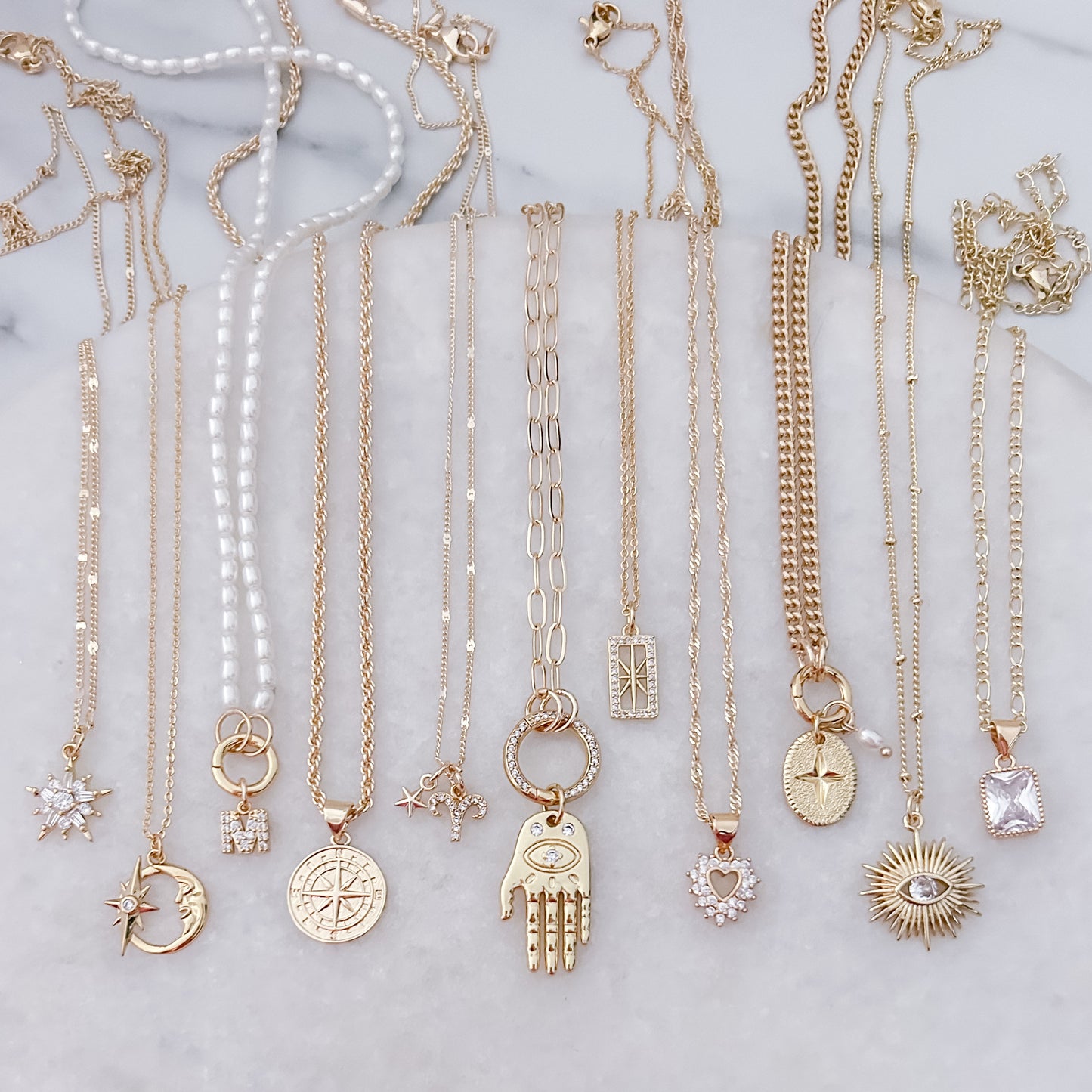 White Stone Figaro Necklace