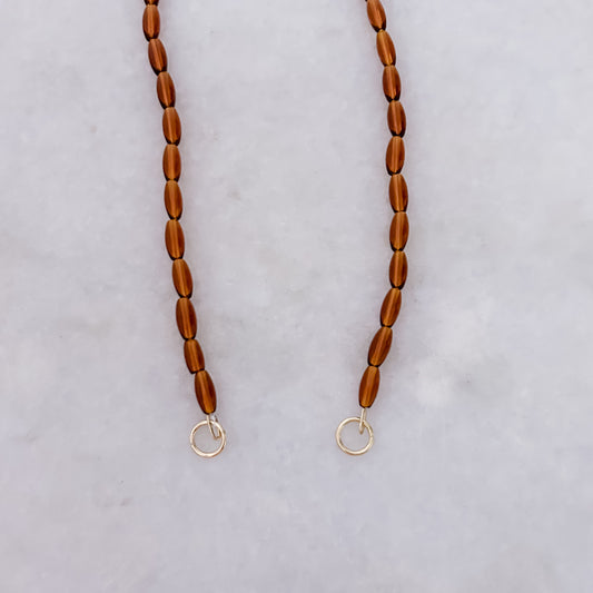 Brown Oval Beads Necklace - 45cm