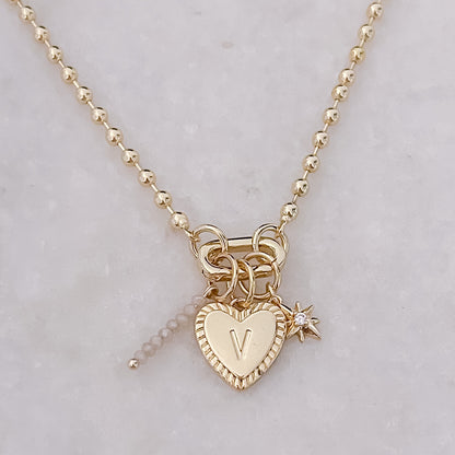 Dots + Heart Letter - Necklace