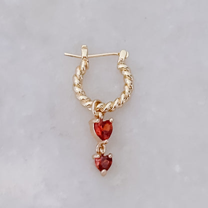 Double Heart Twisted Hoop