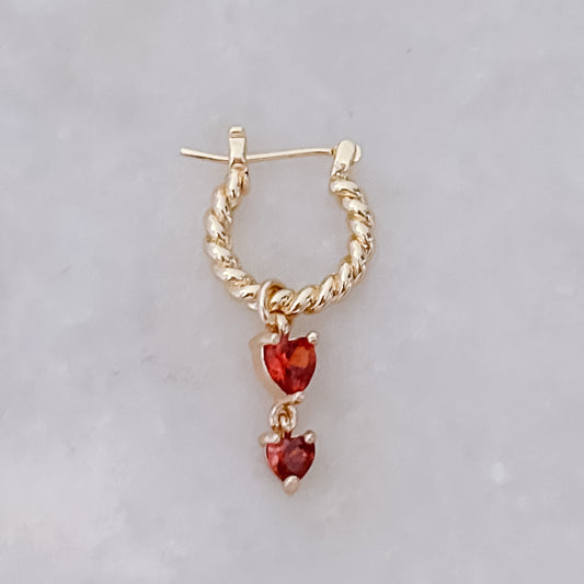 Double Heart Twisted Hoop