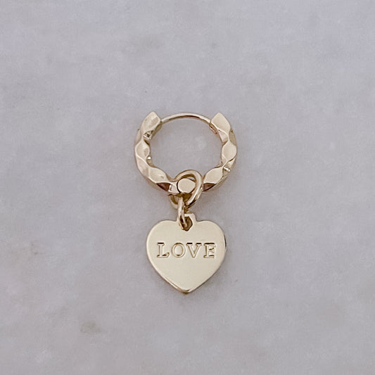 Cherish Heart Hammered Hoop