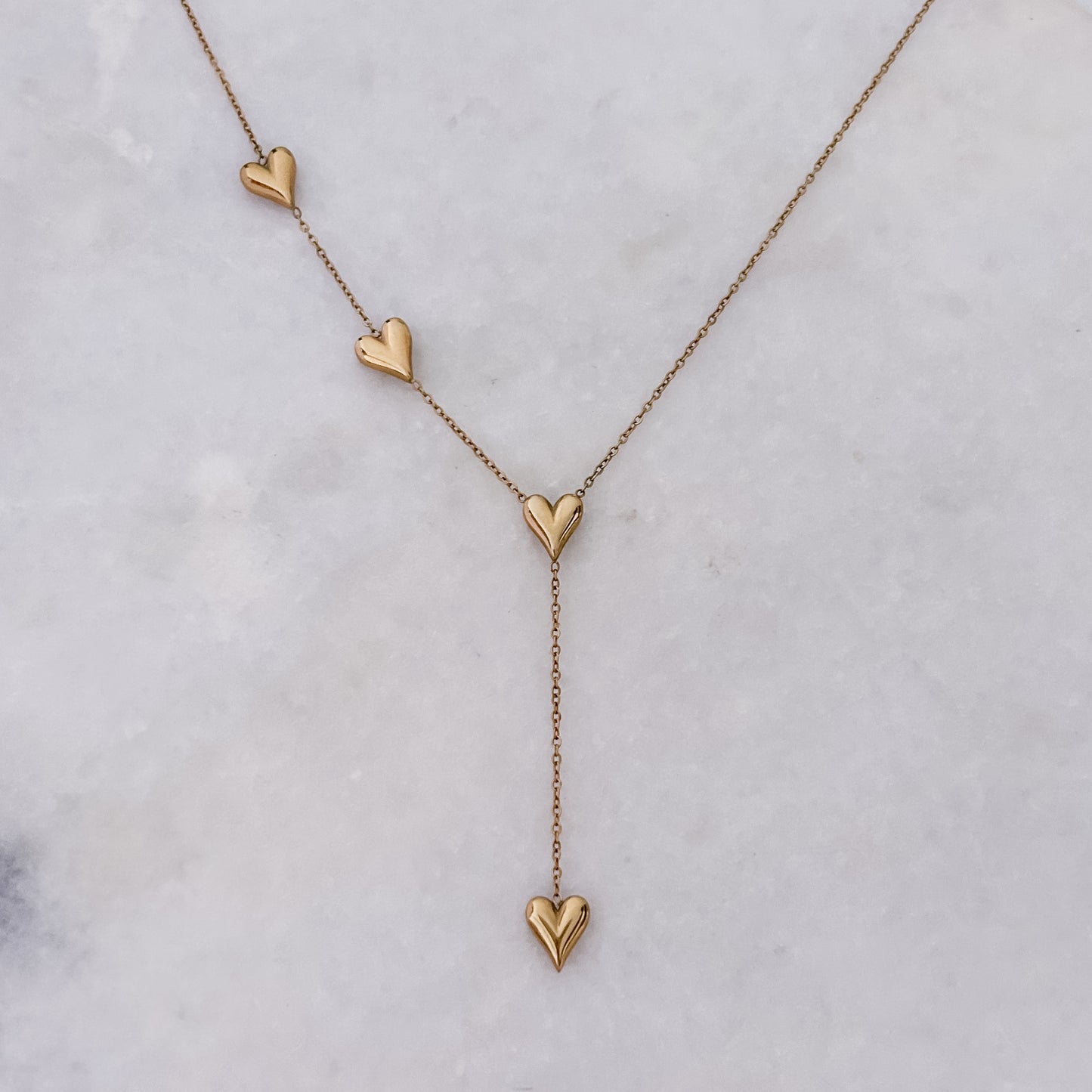 Gold Hearts Necklace - Stainless Steel