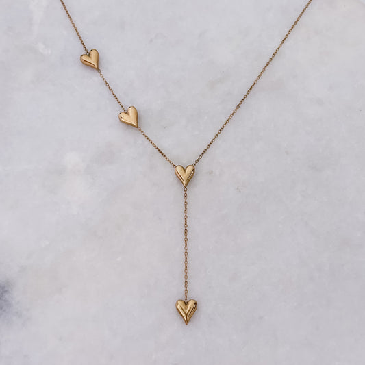 Gold Hearts Necklace - Stainless Steel