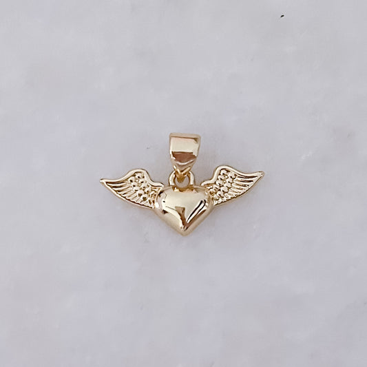 Gold Flying Heart Charm