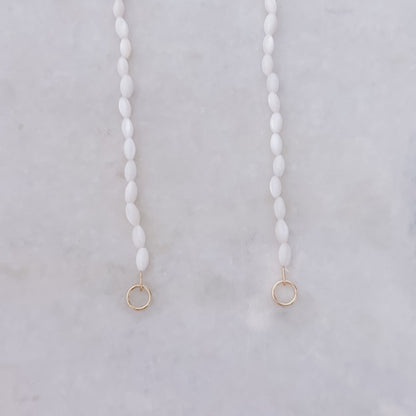 White Oval Beads Necklace - 45cm