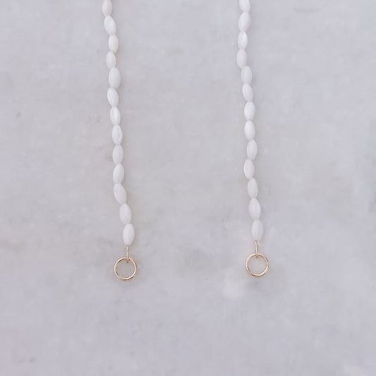 White Oval Beads Necklace - 45cm