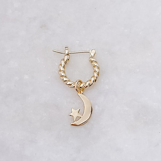 Star + Moon Twisted Hoop