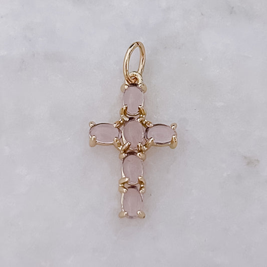 Dusty Pink Cross - Charm