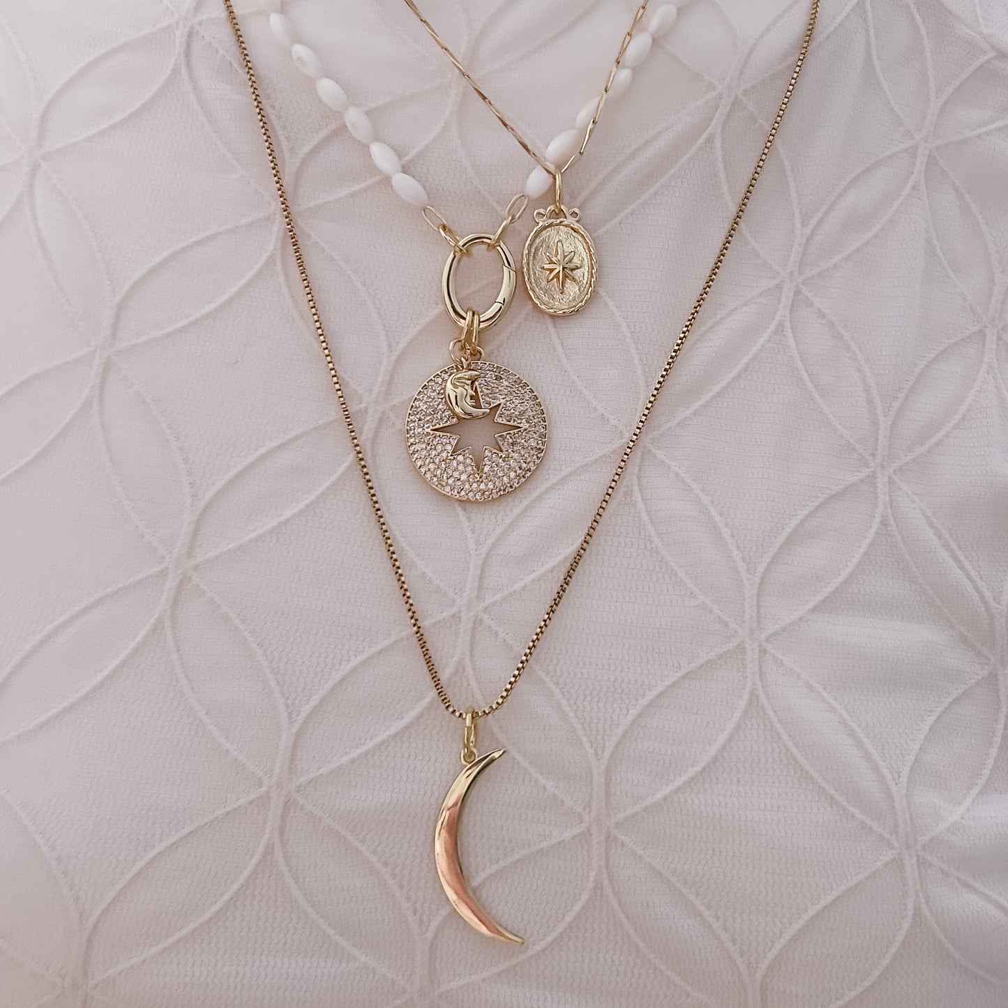 White Oval Beads Necklace - 45cm