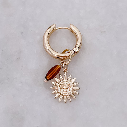 Brown Beads + Sun - Basic Bold Hoop