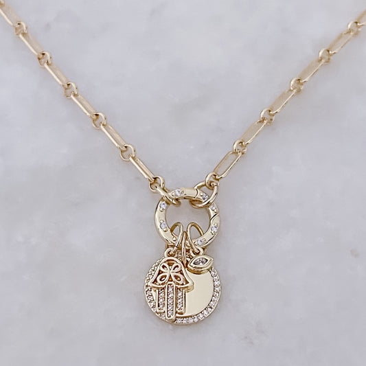 Sparkling Hamsa Coin Necklace