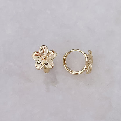 Gold Flower Hoops
