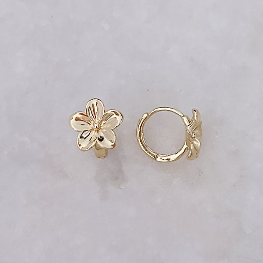 Gold Flower Hoops