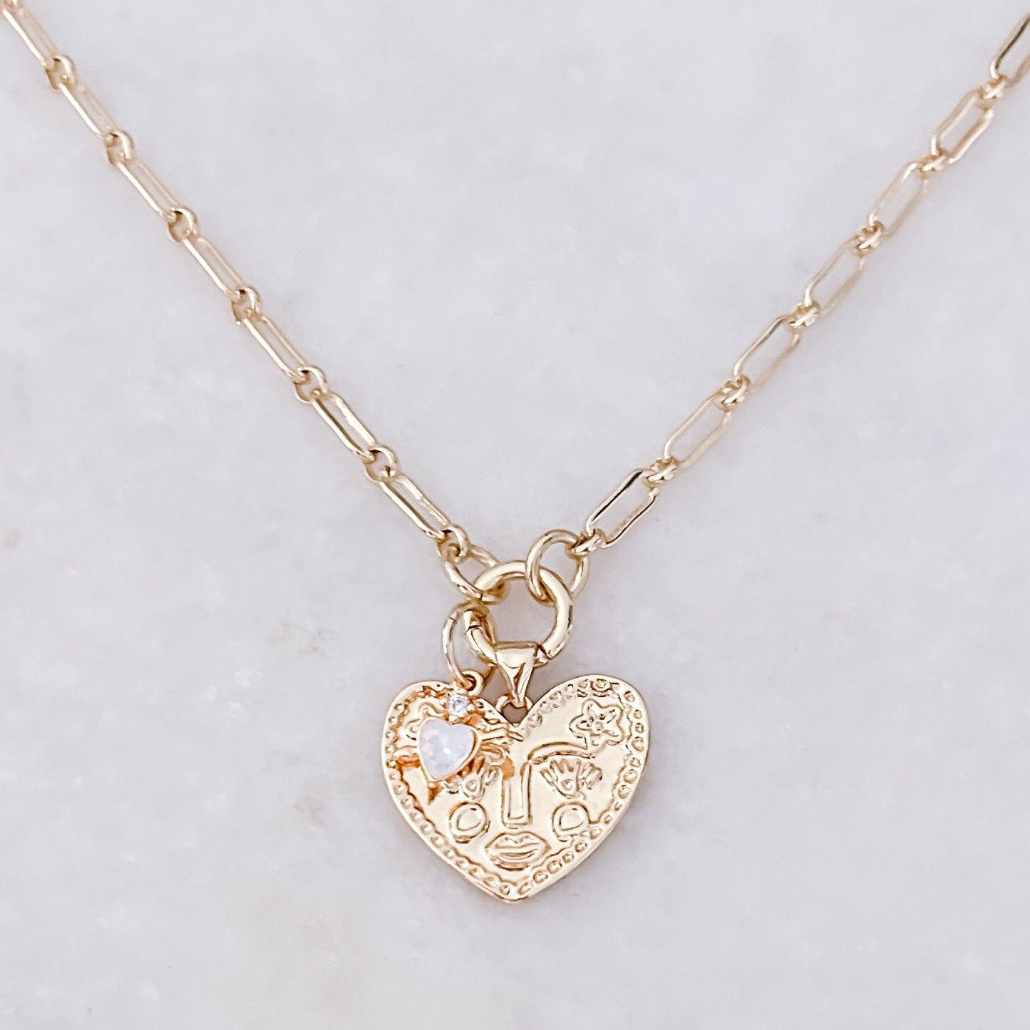 Sweet Opal Heart Necklace