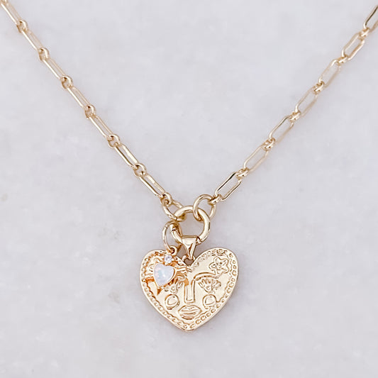 Sweet Opal Heart Necklace