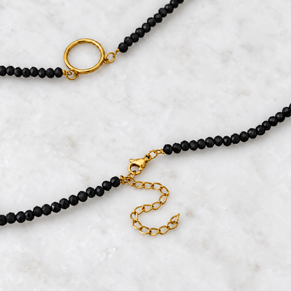 Black Beads - Lock Necklace