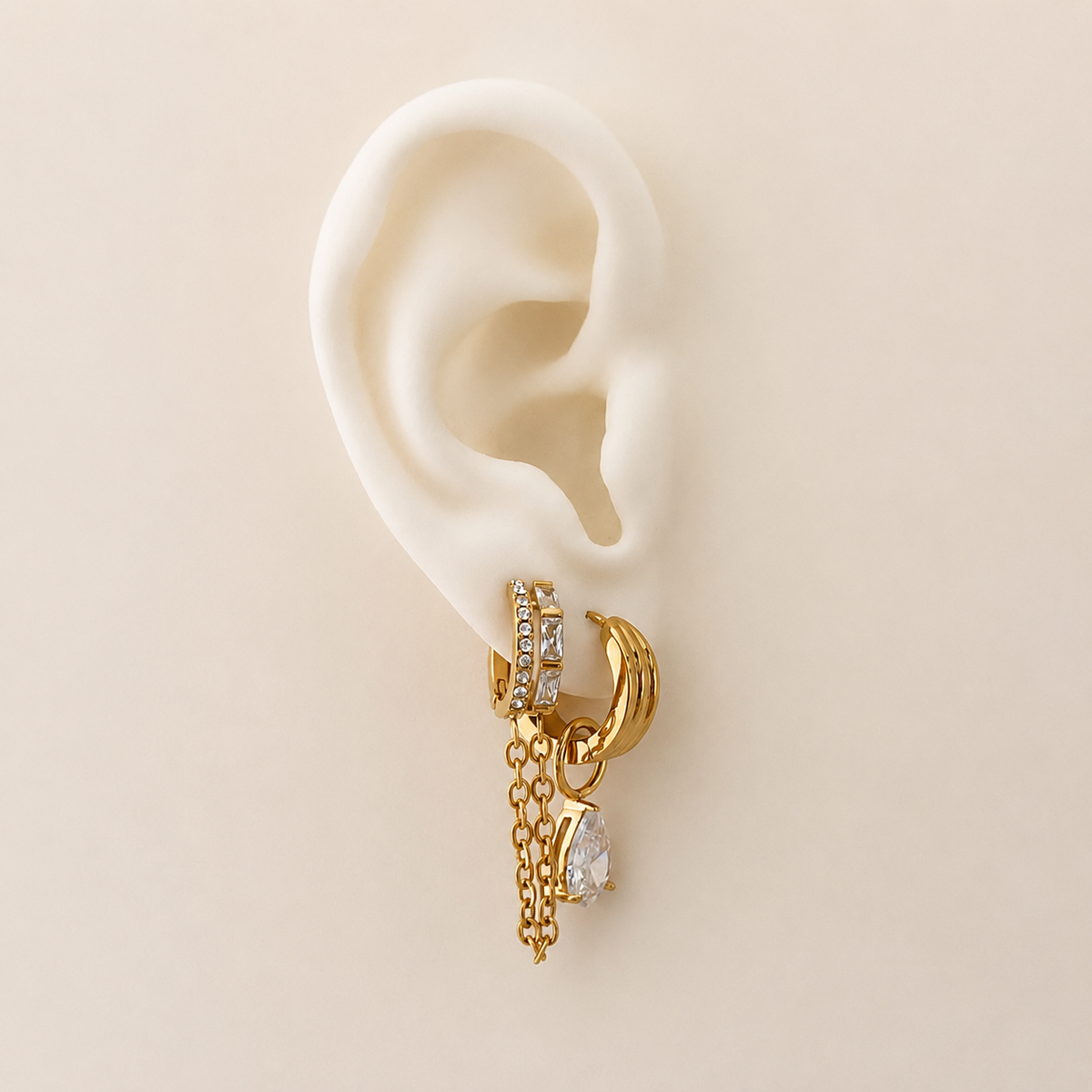 Double Sparkle Chain Earrings