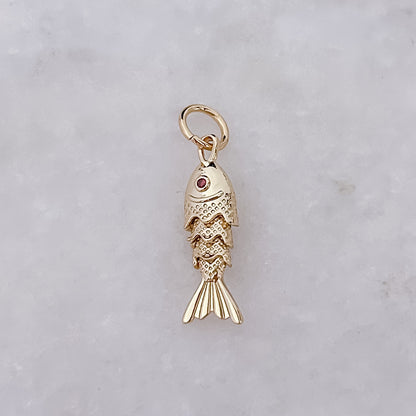 Little Brown Eyed Fish - Charm