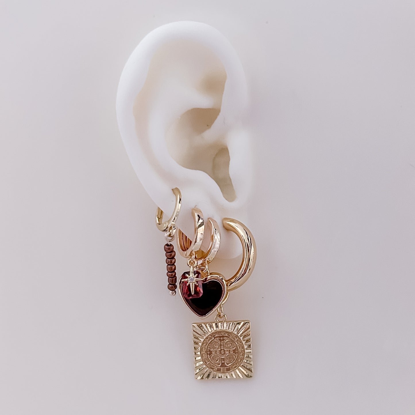 Brown Stack Beads Tiny Hoop