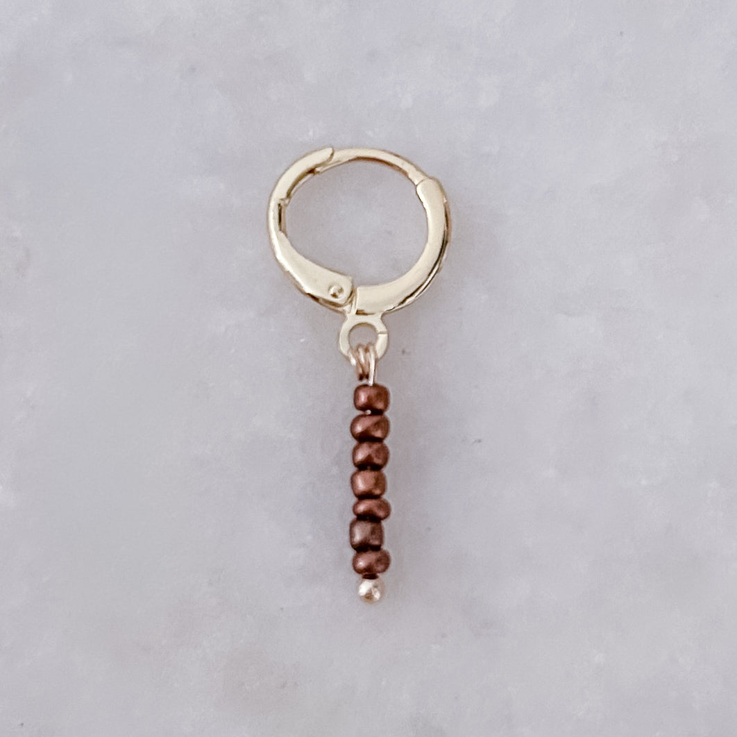 Brown Stack Beads Tiny Hoop