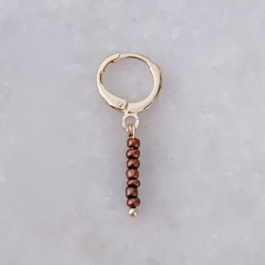 Brown Stack Beads Tiny Hoop