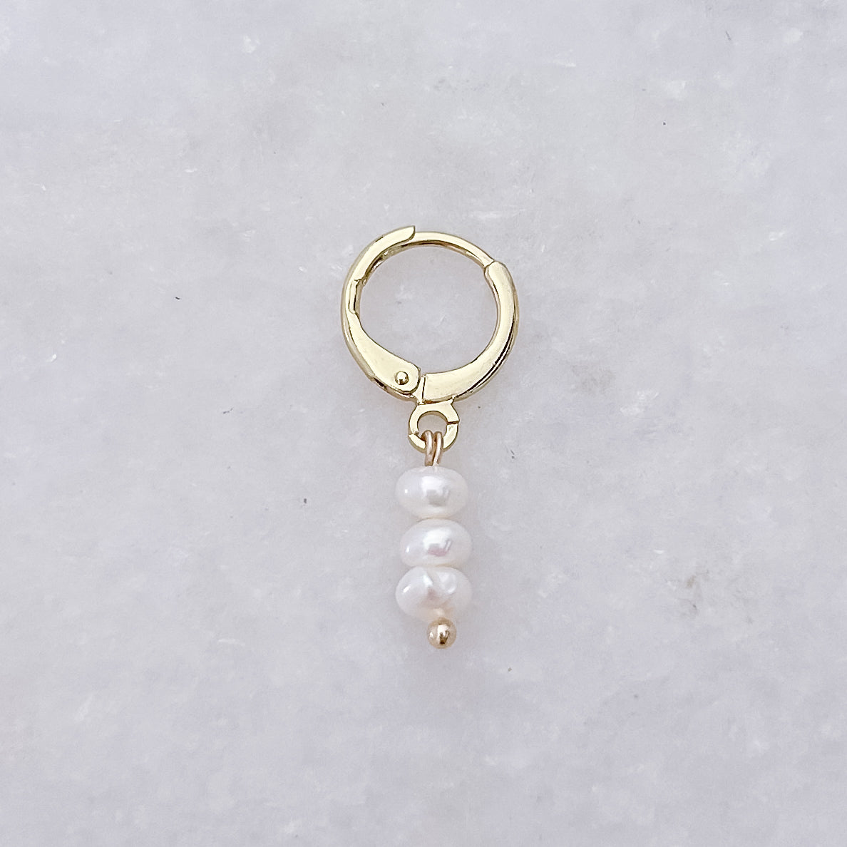 Triple Pearl Tiny Hoop