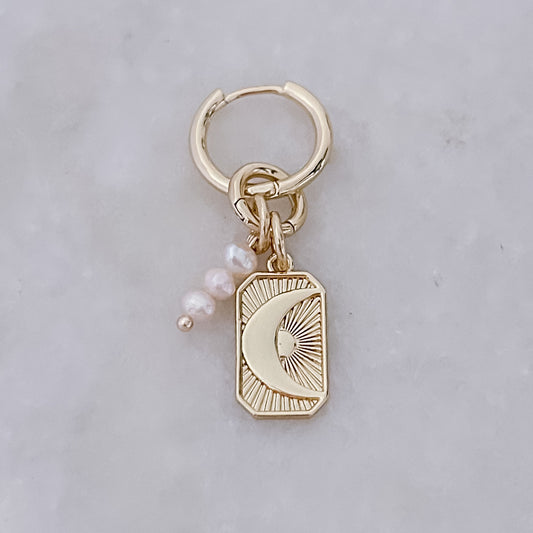 Pearls + Moon Hoop