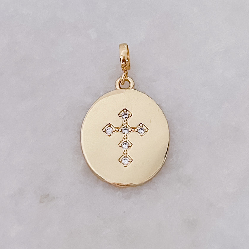 Cross Oval Charm