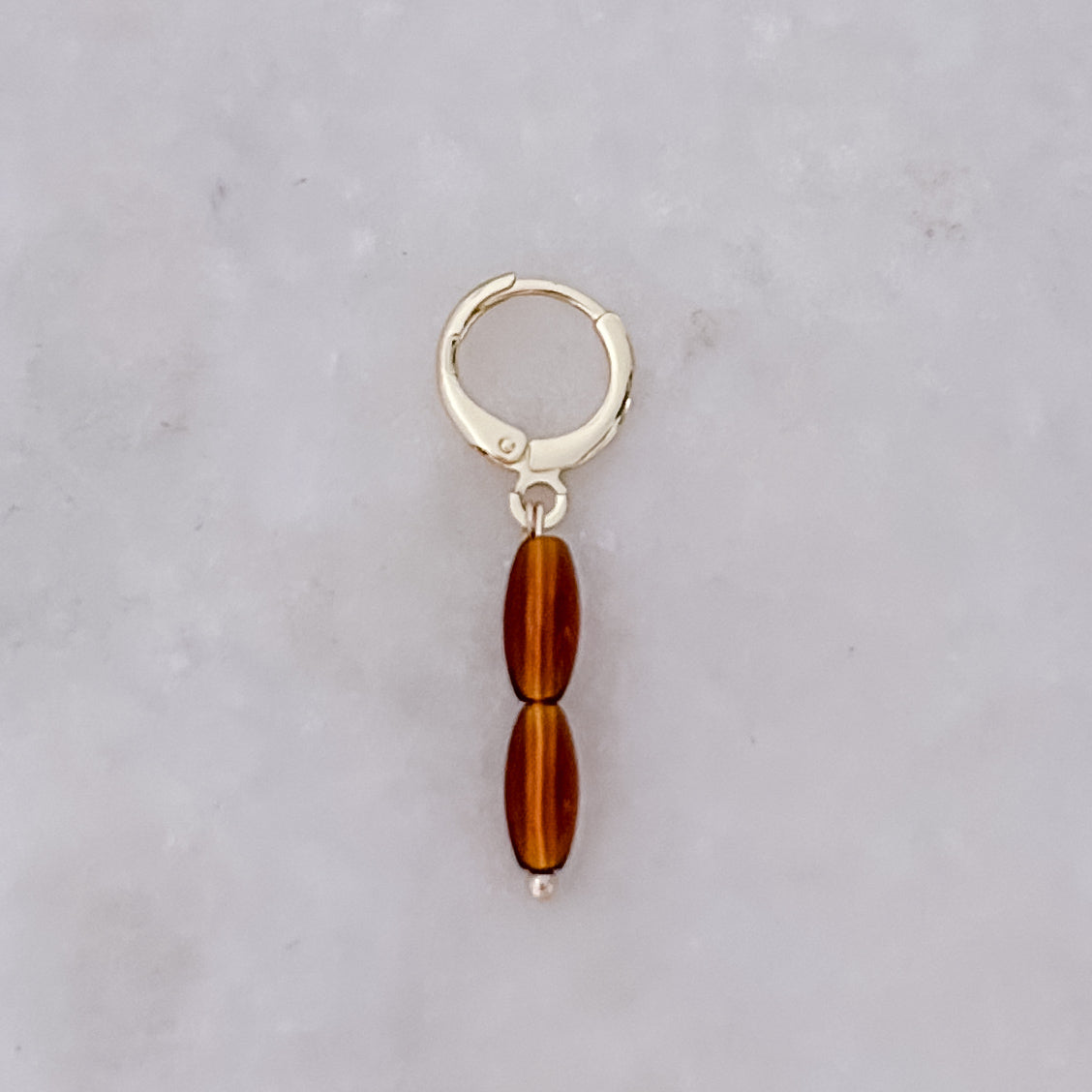 Double Brown Beads Tiny Hoop