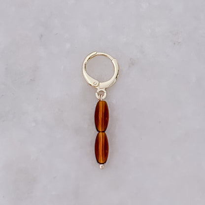 Double Brown Beads Tiny Hoop