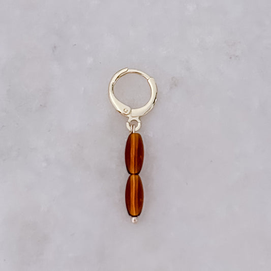 Double Brown Beads Tiny Hoop