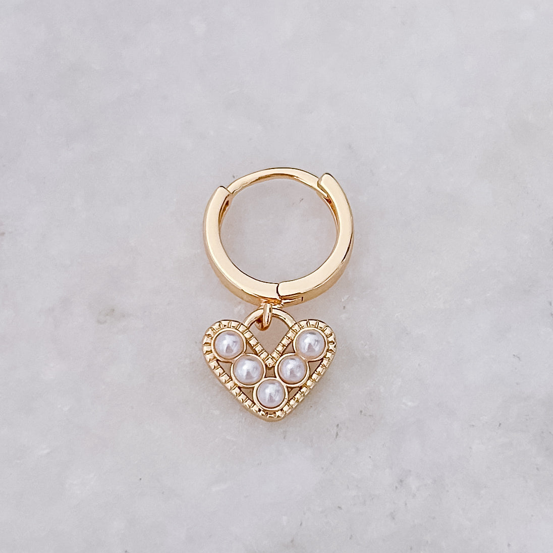 Pearl Heart Chunky Hoop