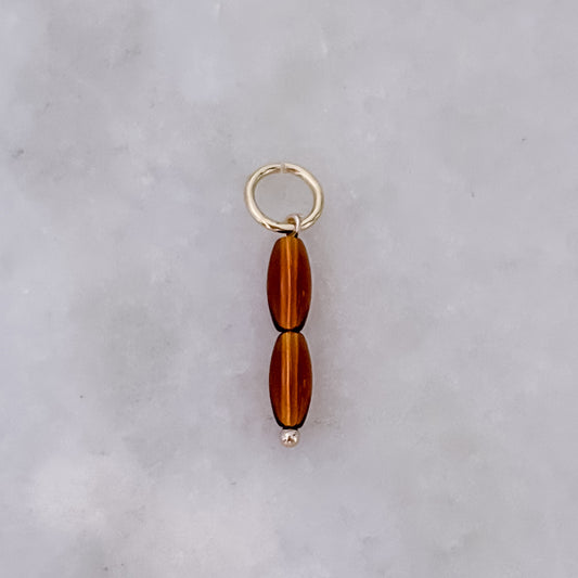 Double Brown Bead - Charm
