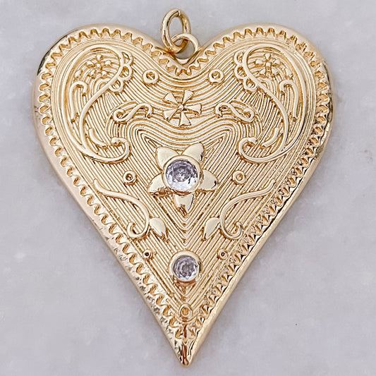 XL Vintage Heart - Charm