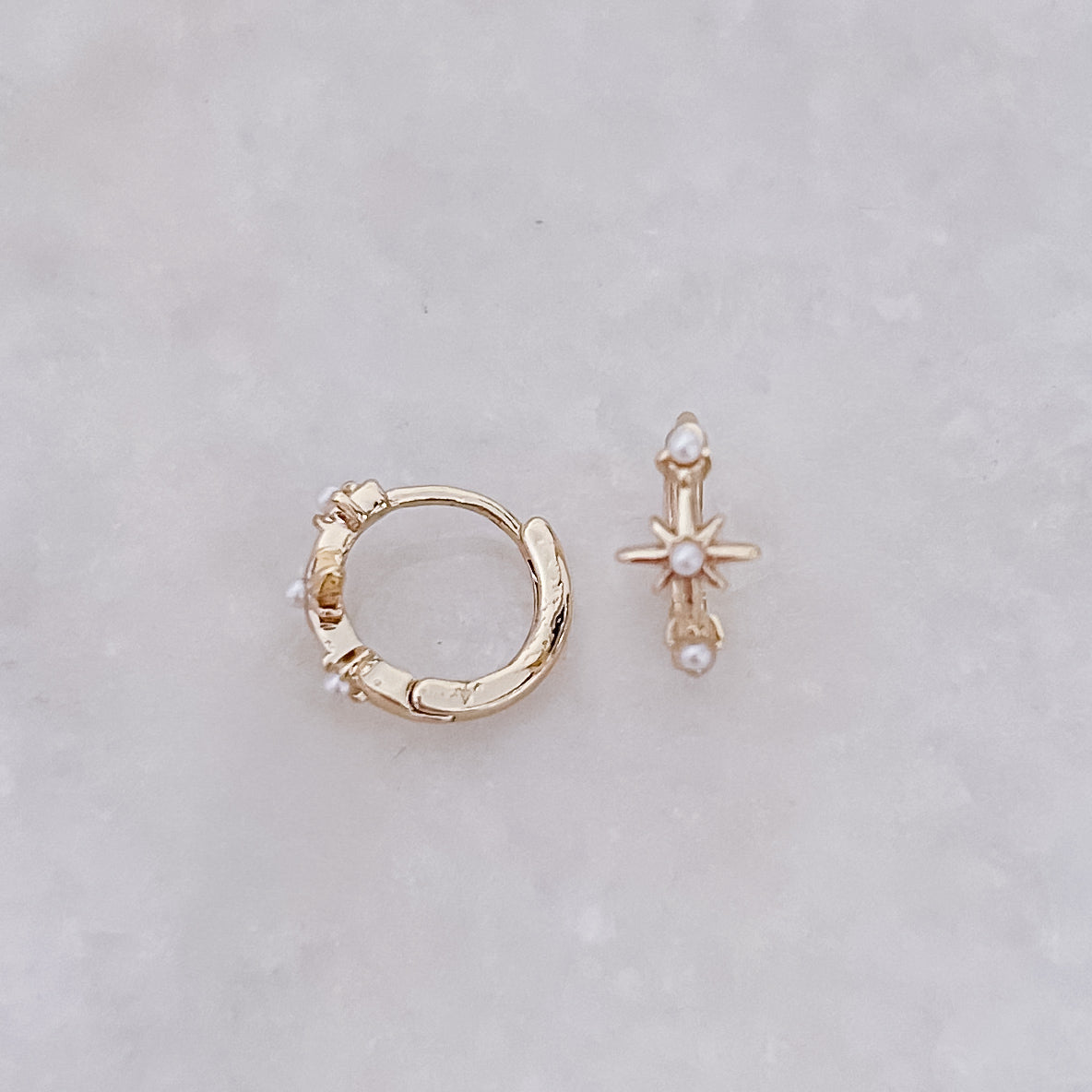 Pearl Star Hoops