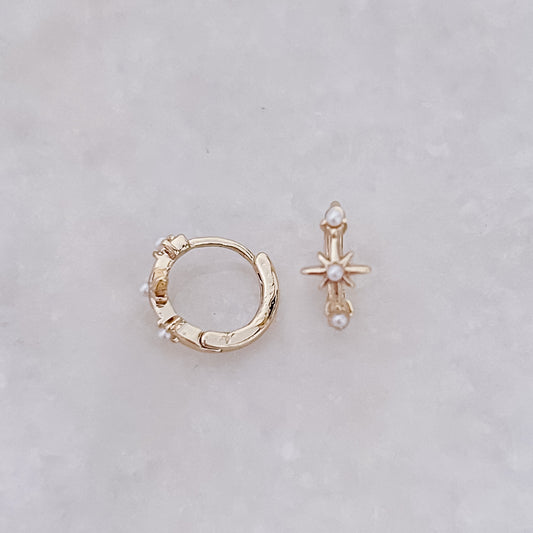 Pearl Star Hoops