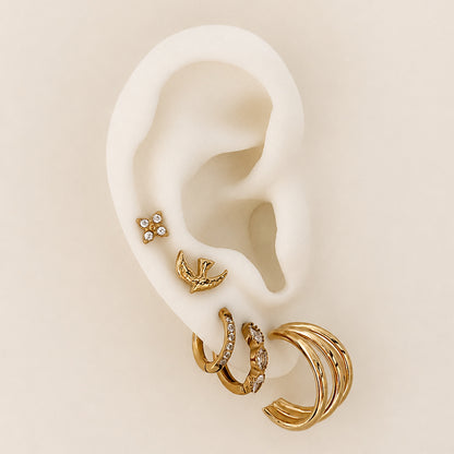 Triple Gold Hoops