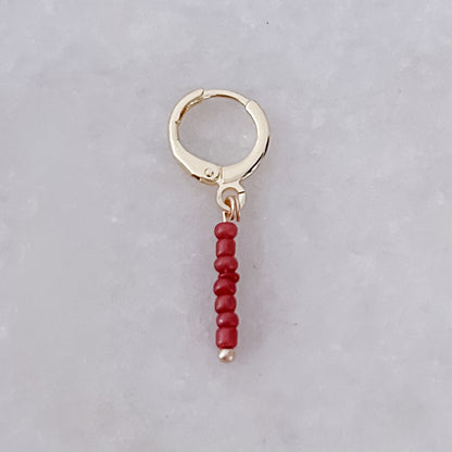 Red Stack Beads Tiny Hoop