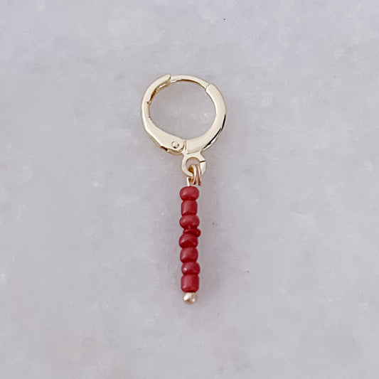 Red Stack Beads Tiny Hoop