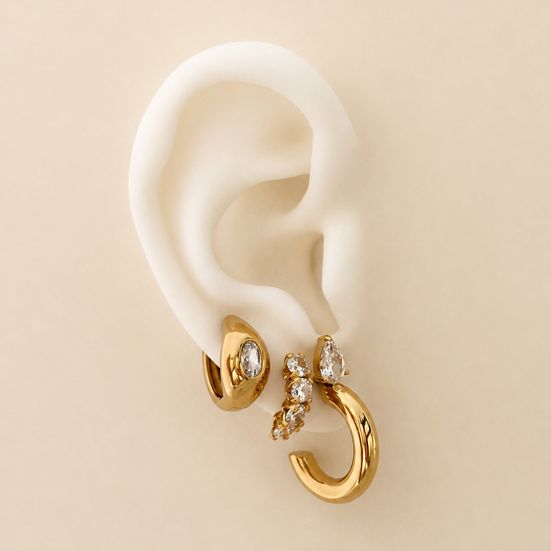 Crystal Bold Drop Hoops