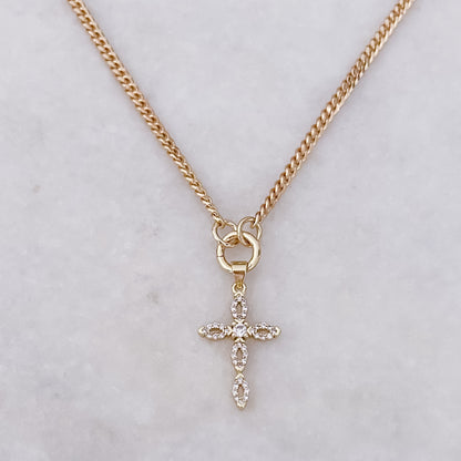 Crystal Cross Curb Necklace